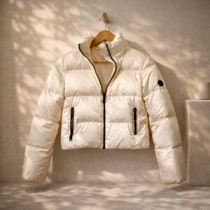 Michael Michael Kors Cropped Puffer Jacket Cream XS